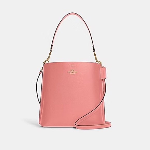 Brand New with Tags Coach Mollie Bucket Bag Brass/Candy Pink Below $450 Retail - Picture 1 of 6